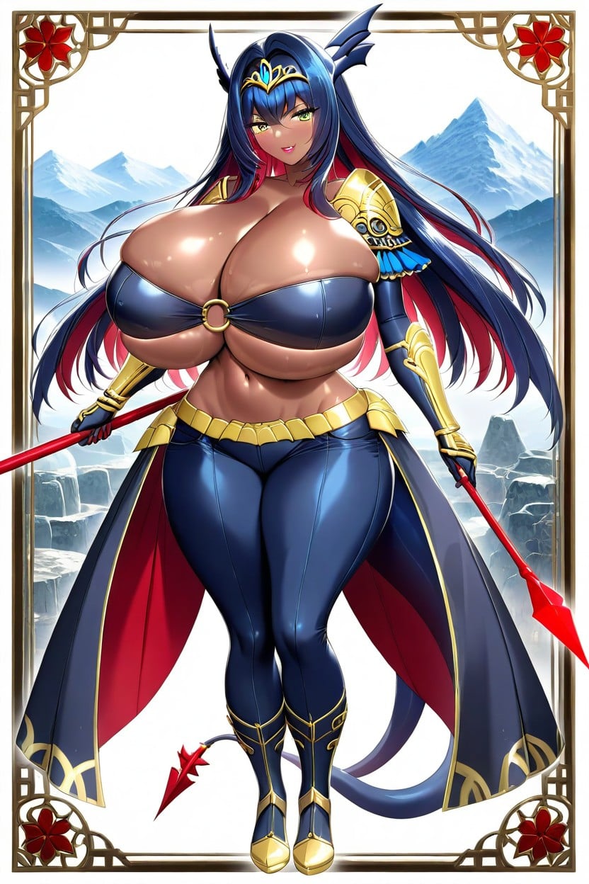 Huge Gold Belts, Black Dragon Tail, Yellow Eyes Hentai AI Porn