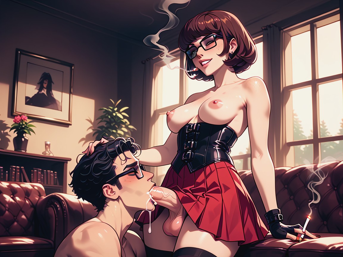 Futa Velma, 18+, Male Sucking Futa Cock 쉬메일 AI 포르노