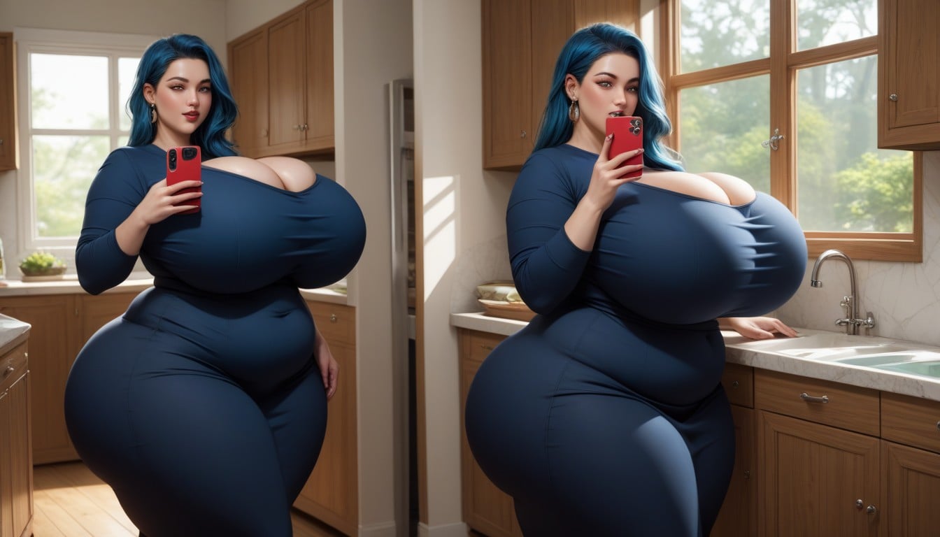 Becoming So Much More Fuller Figured, Wooden Cabinets, 18+ BBW AI Porn