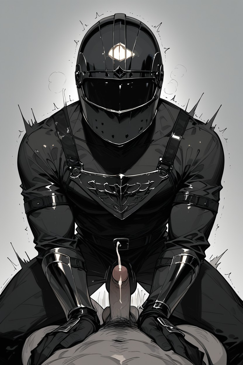Black-haired Man Being Given Handjob From Knight Behind, Anal Sex, Cock Out Porno IA Gay