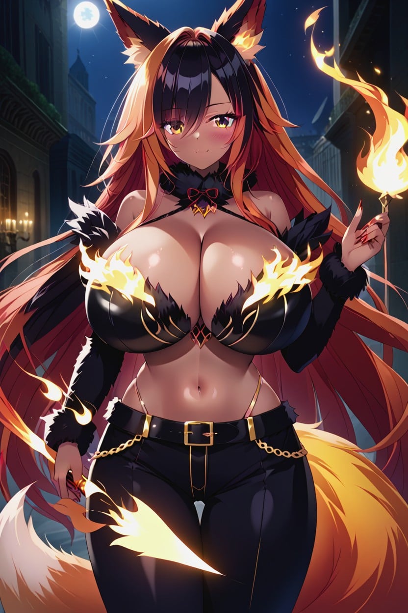 "hellhound From Monster Woman Encyclopedia", Huge Dragon Wings, Gold Belt Hentai AI Porn