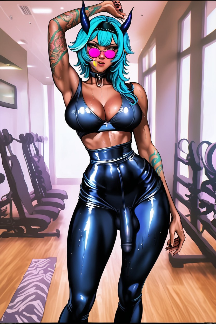 Tall, Full Body View, Extra Tight Wear Travesti IA Pornô