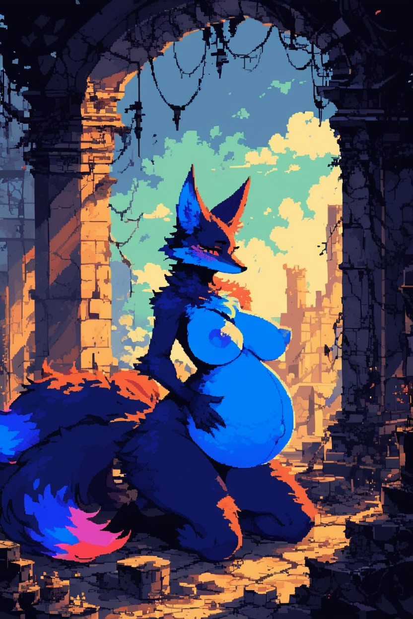 Multiple Tails, Kitsune, Shy And Embarrassed Expression Furry AI Porn