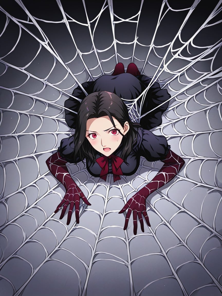 Caught In Spider Web, Prone, Held Down With Webs Hentai IA