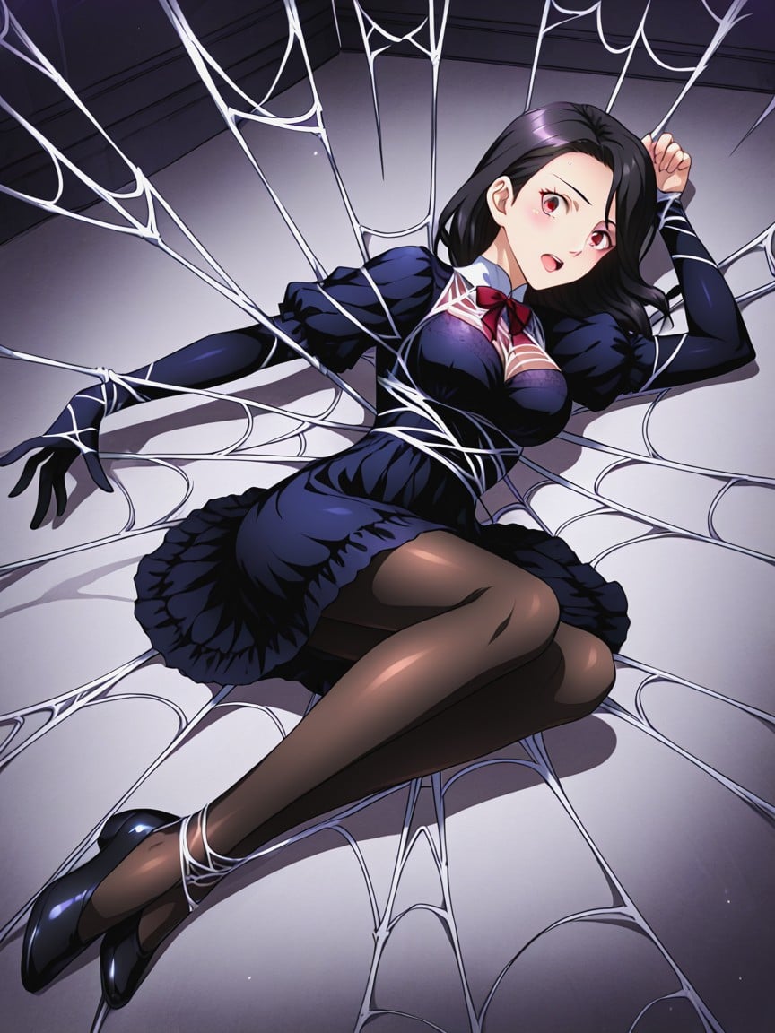Struggling, Wrapped With Spider Webs, Webs Around Legs Hentai AI Porn
