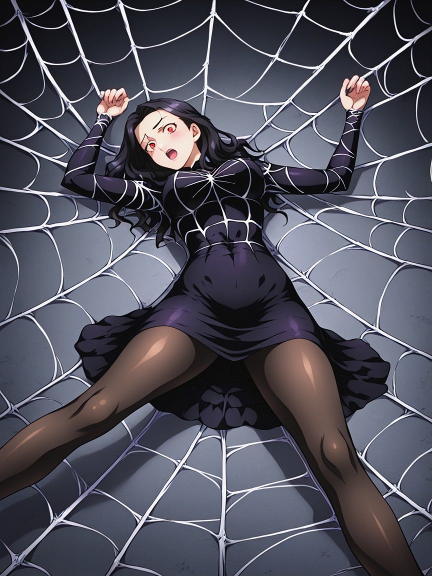 Webs Around Legs, Webs Covering Body, Medium Breast Hentai AI Porn