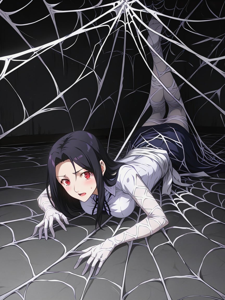 Webs Around Ankles, Translucent Spider Webs, Medium Breast Hentai AI Porn