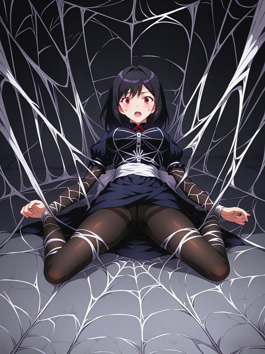 Webs Covering Body, Translucent Spider Webs, Writhing Hentai AI Porn
