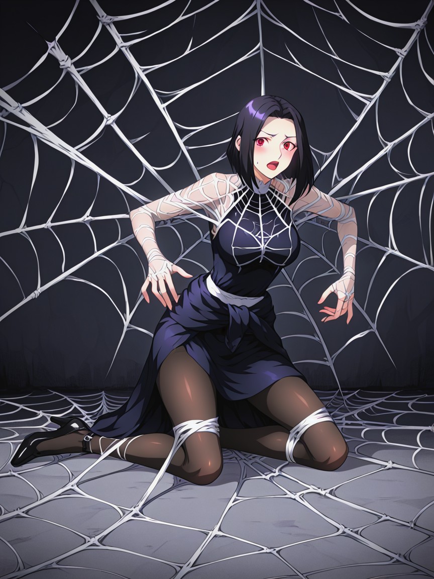 Lying Down, Pulling Against Webs, Webs Hentai AI Porn