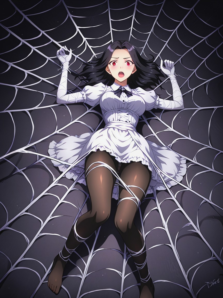 Completely Covered With Spider Webs, Held Down With Webs, Room Full Of Spider Webs Hentai AI Porn