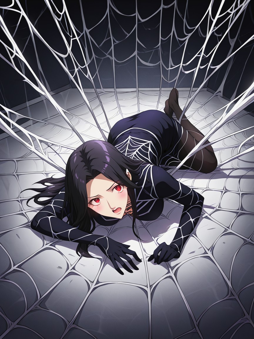 Webs Everywhere, Laying Down, Full Body Hentai AI Porn