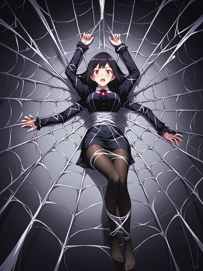 Pantyhose, Webs Around Arms, Panicked Look Hentai AI Porn