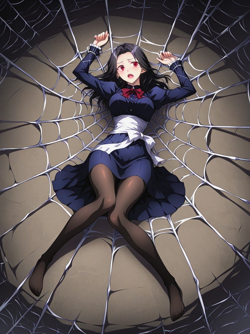 Webs Around Thighs, Webs Covering Background, Lying On Floor Hentai IA