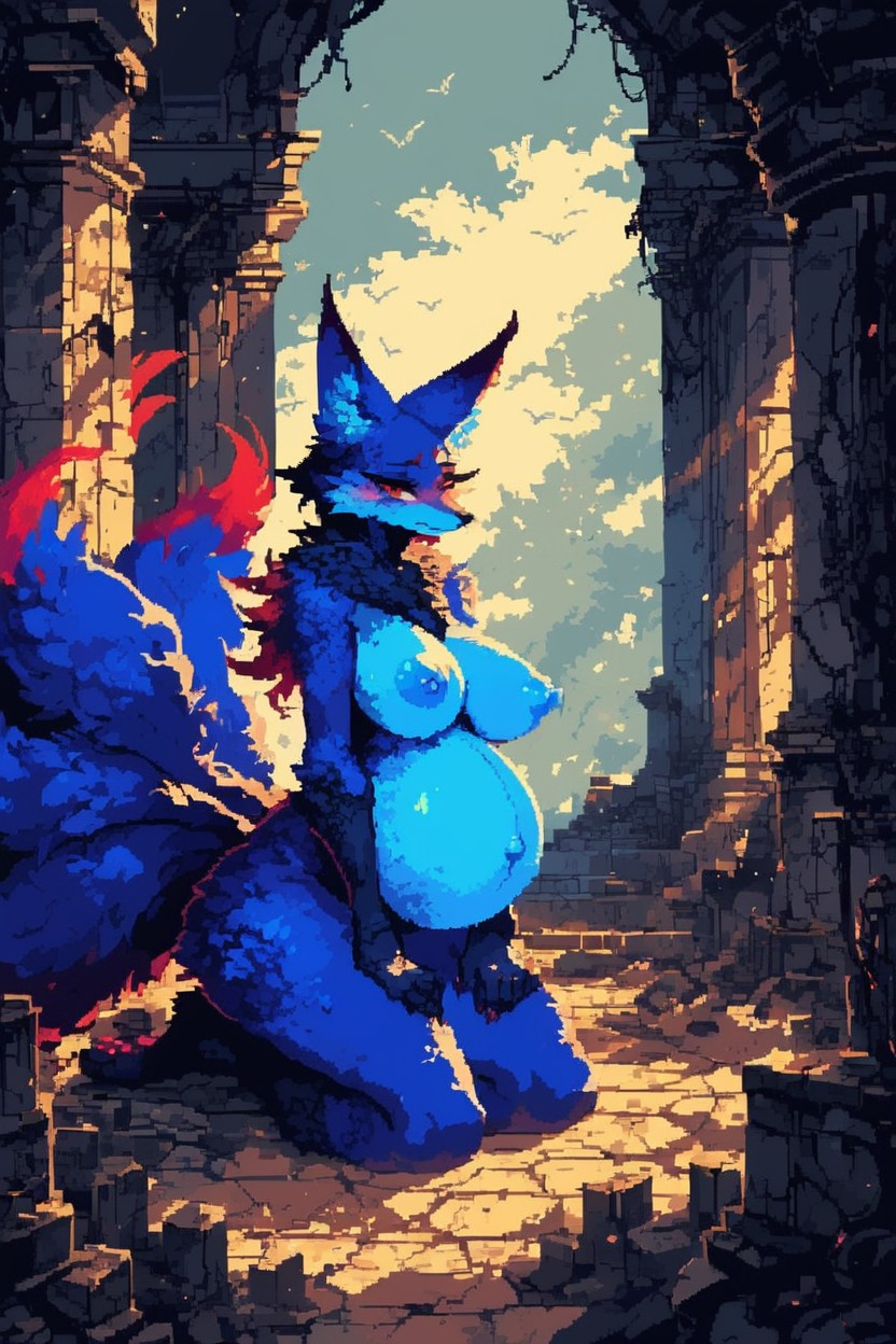 Rounded Ass, On Knees, Fluffy Chest Furry AI Porn