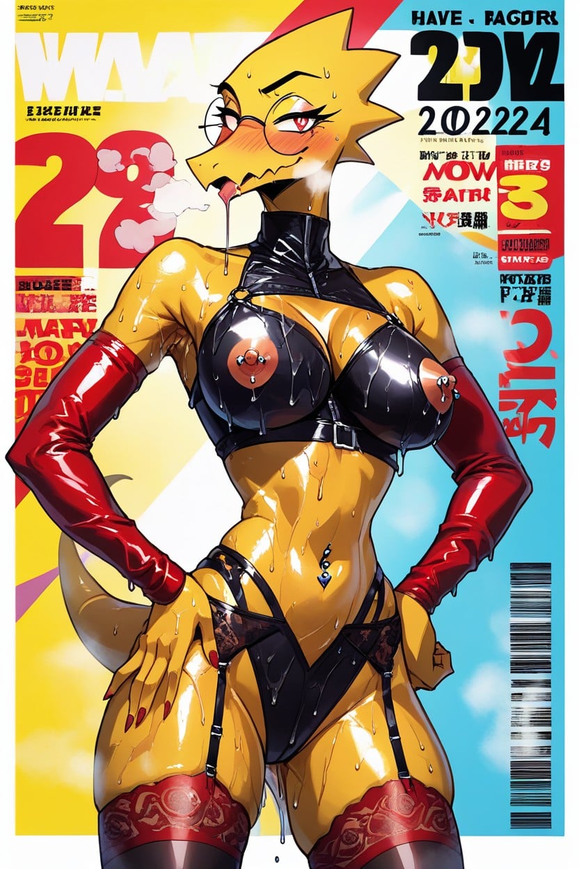 Magazine, Arched Back, Round Glasses Furry AI Porn