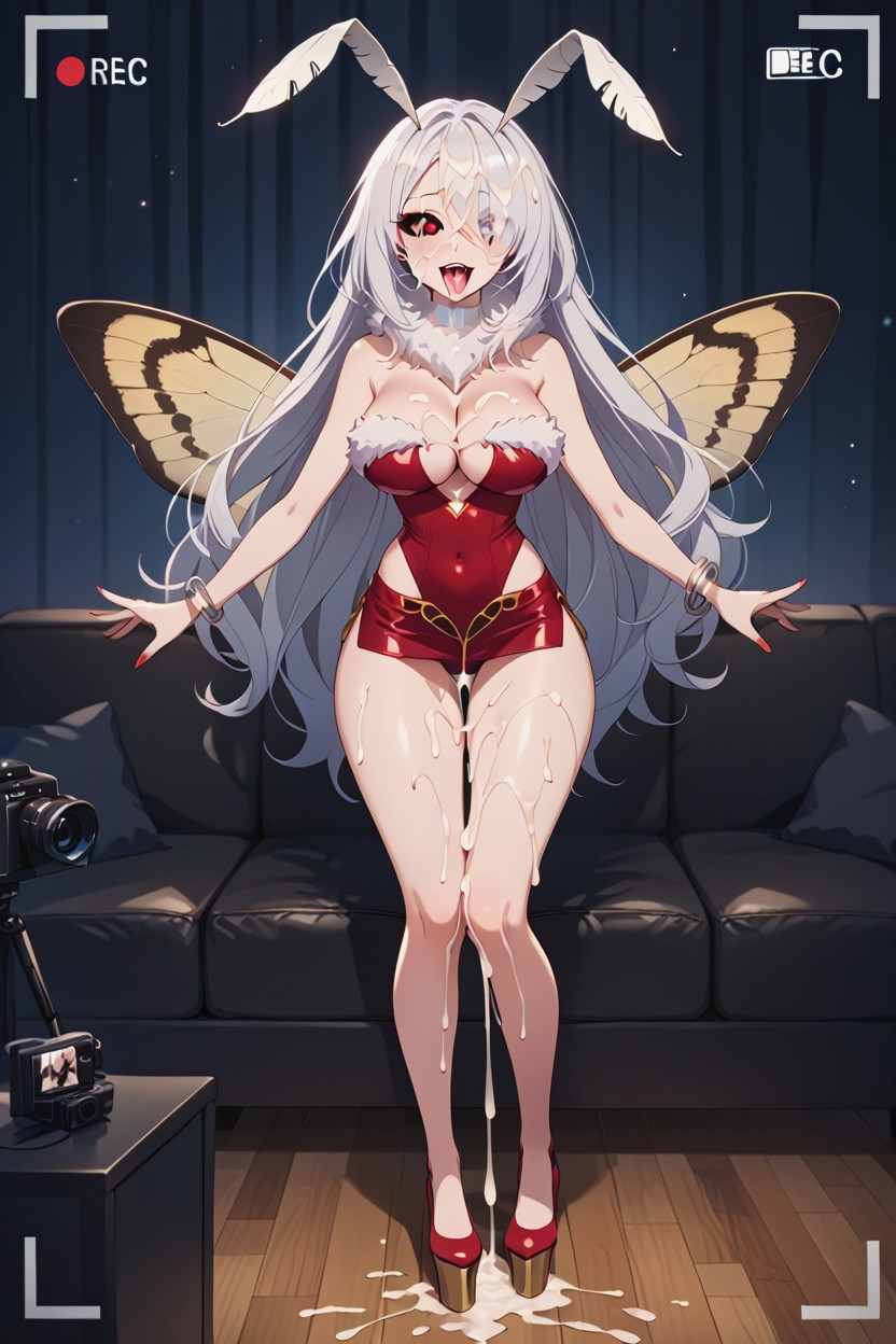 Wings, Excessive Cum Facial, Black Sclera Hentai AI Porn