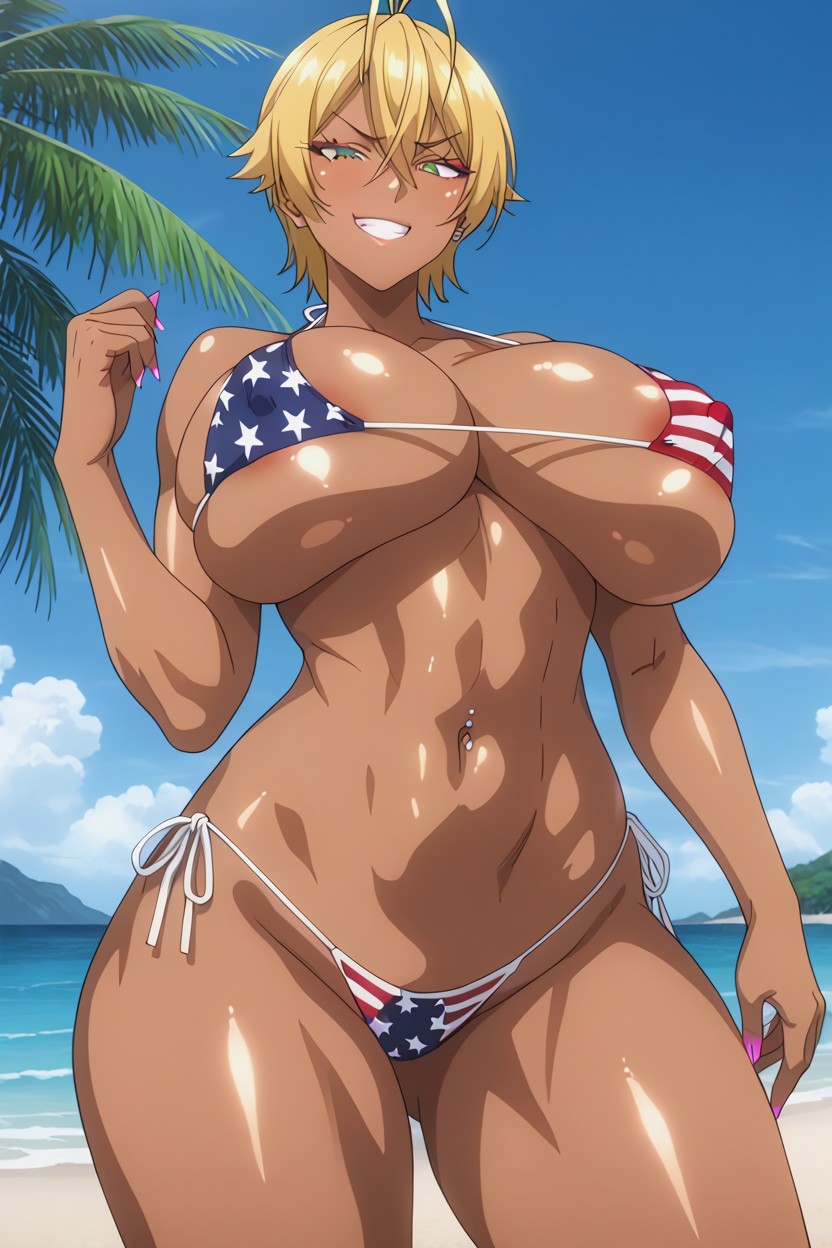 Underboob, Oiled Skin, Navel Piercing Hentai AI Porn