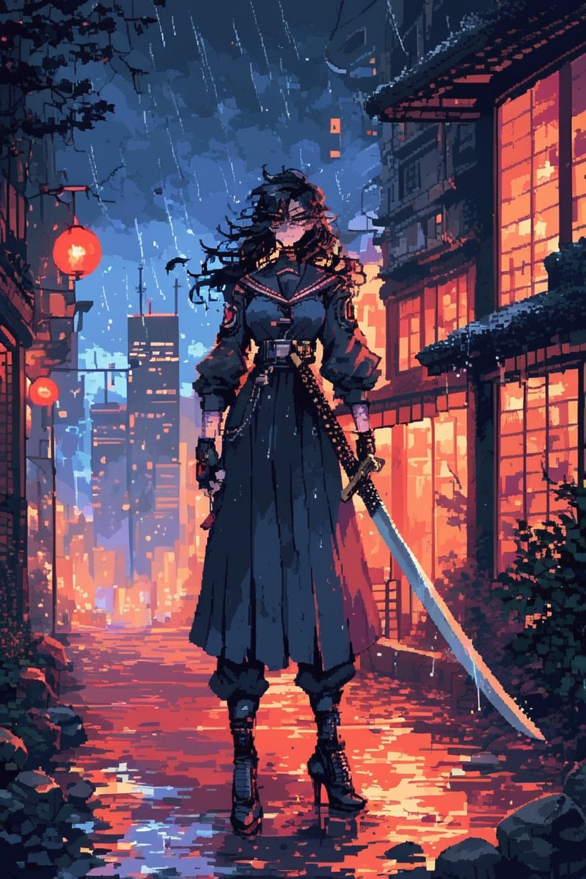 Futuristic, Ninja Gloves, Futuristic City Hentai AI Porn