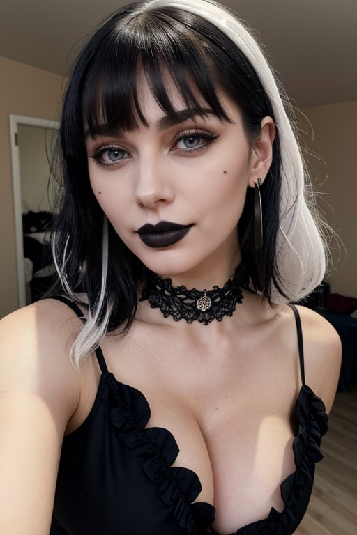 Black Lipstick, Dim Lighting, Detailed Face AI 포르노