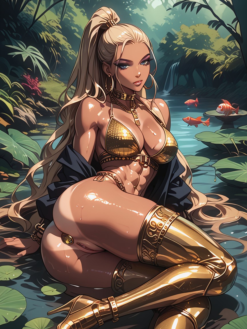 Oiled Body, Bubble Butt, Beautiful Abs AI 포르노