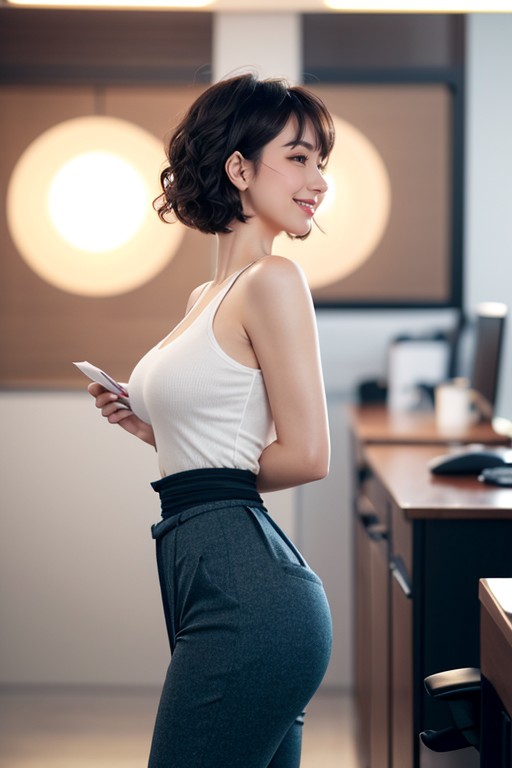 Happy, Glass Lips, Off Shoulders AI Porn