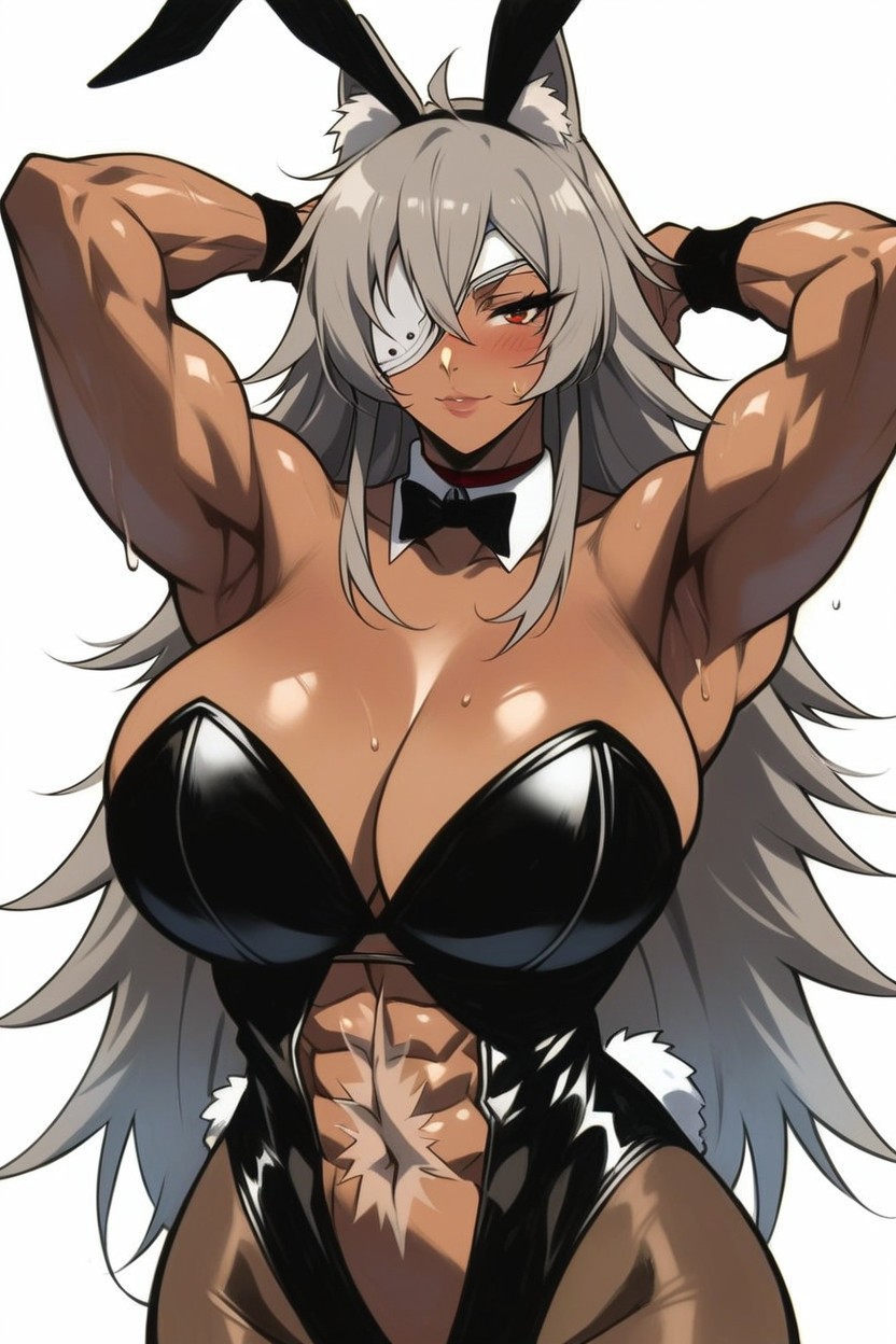 Front View, Seductive Smile, White Hair Hentai AI Porn