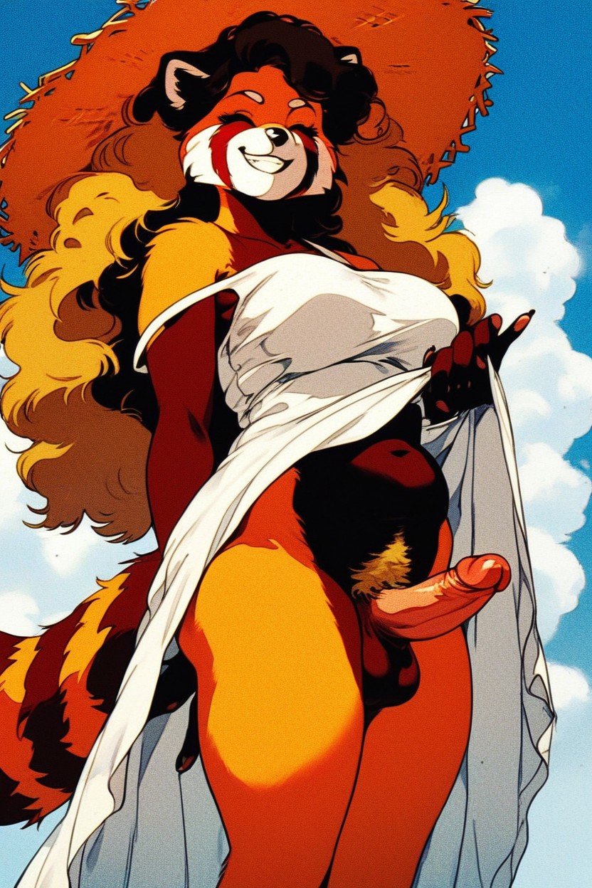 Grin, Breasts, Long Hair Furry AI Porn