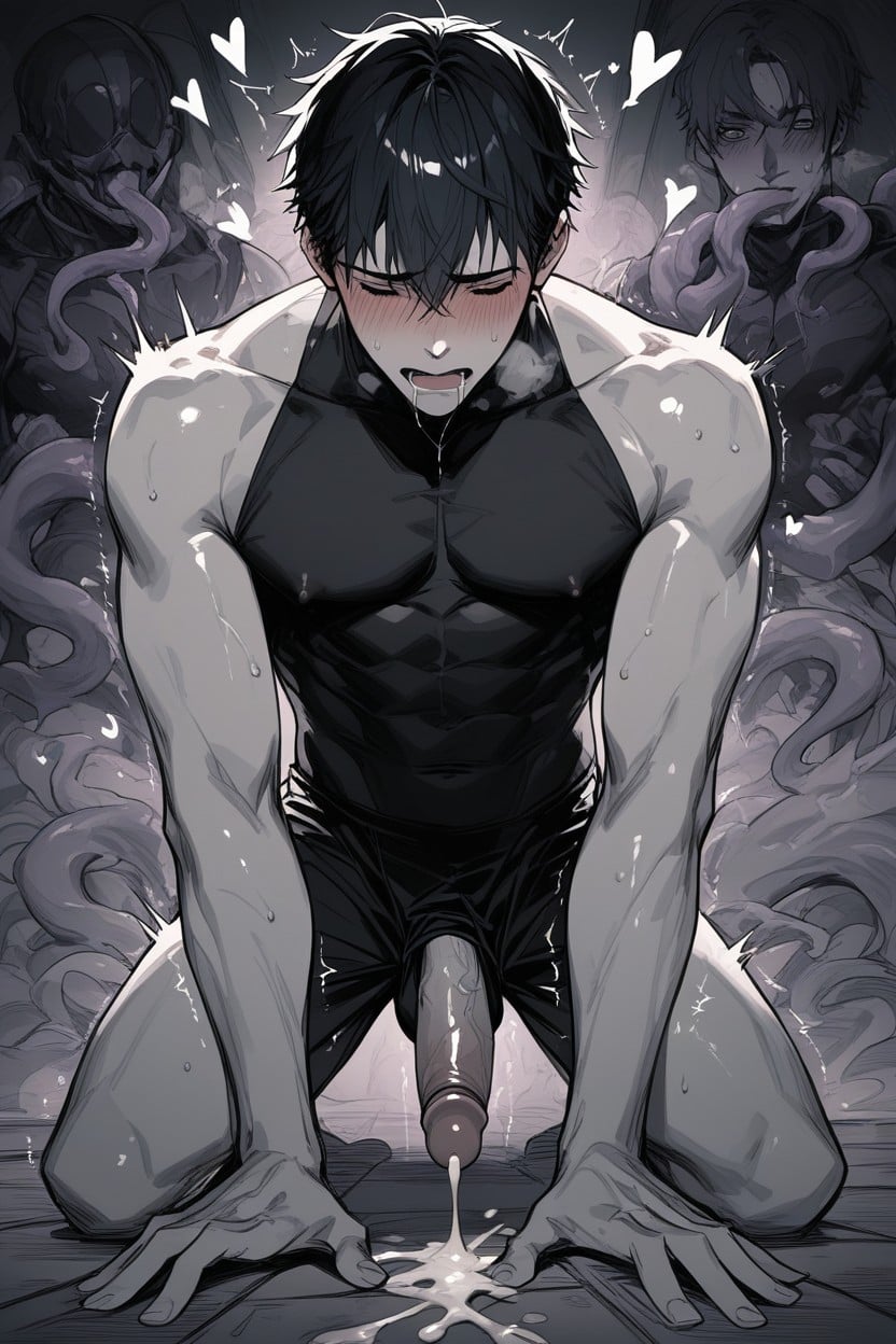 In Heat, Overwhelming Pleasure, Black Haired Man Groped By Ghost Hands Porno IA Gay