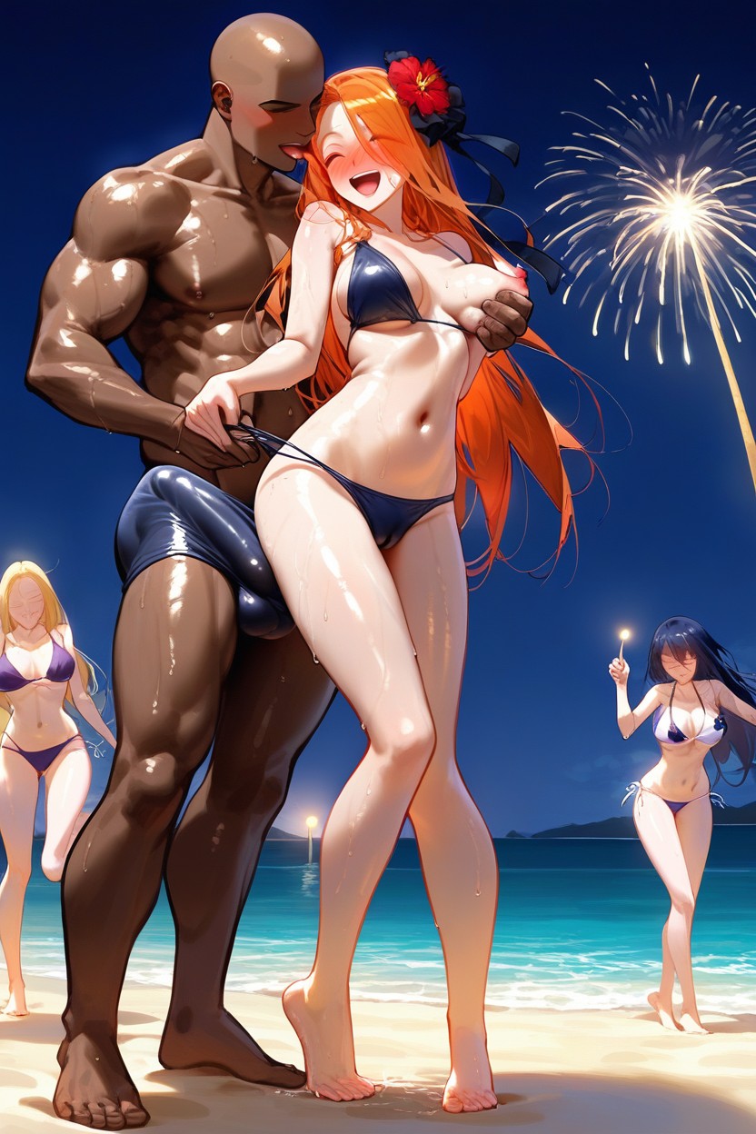 Full-face Blush, Many People Around, Medium Breasts Hentai AI Porn