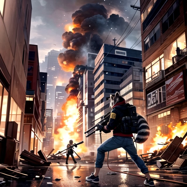 Chaos, Burning, A Shooting Duel Hentai AI Porn