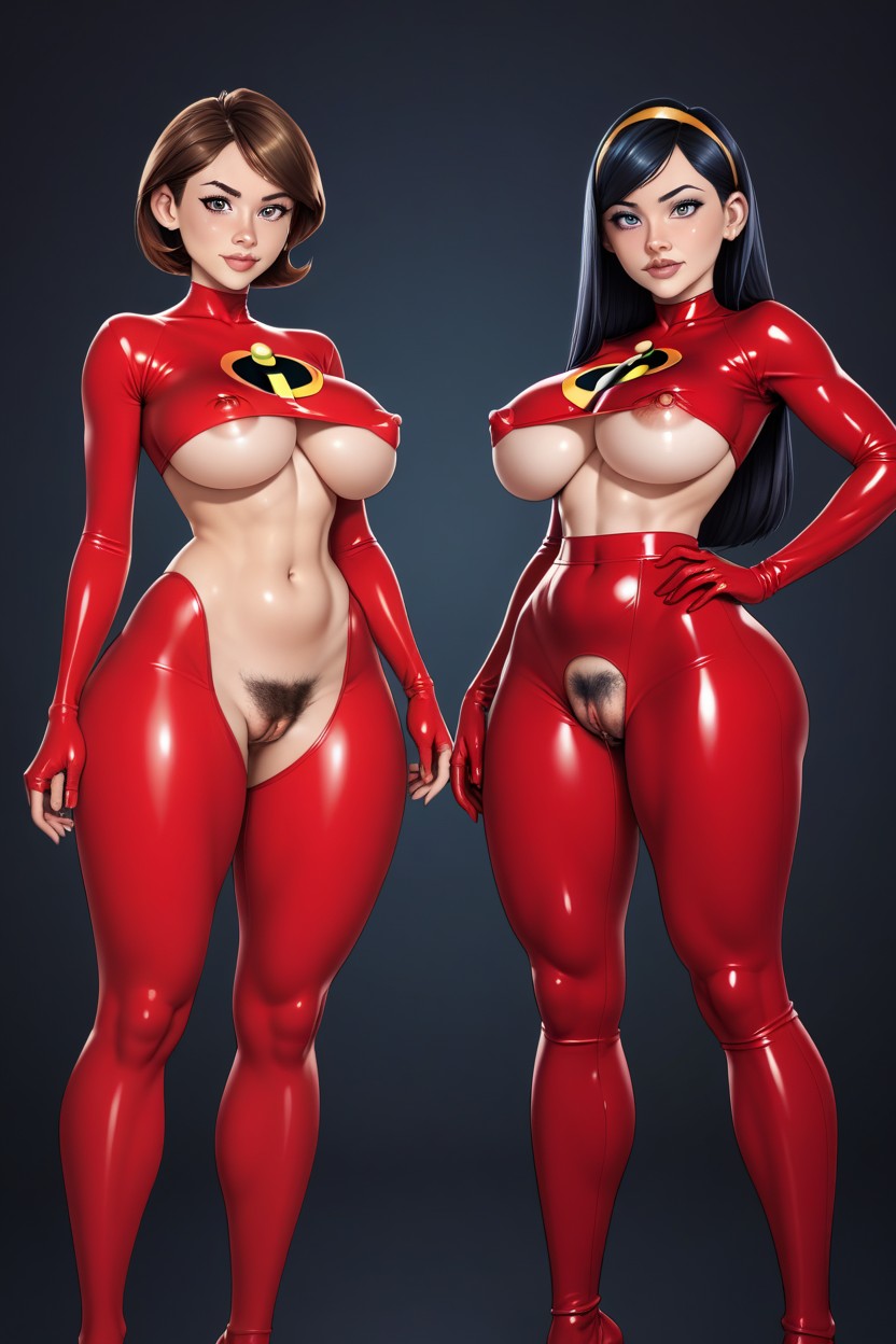 Hairy Asshole, Red Latex Sling With Boobs Exposed, 볼륨 라이트 AI 포르노