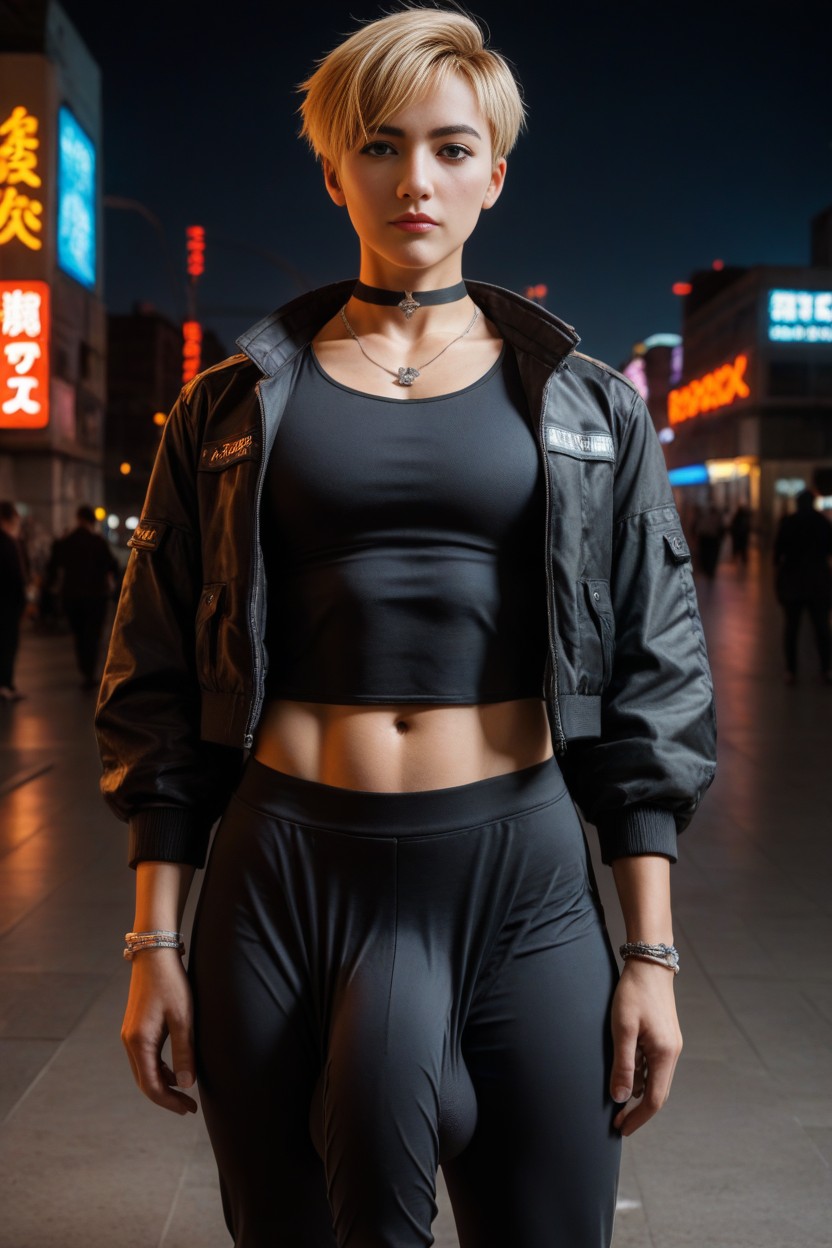 Body, Pecs, Blonde Hair With Black AI Porn