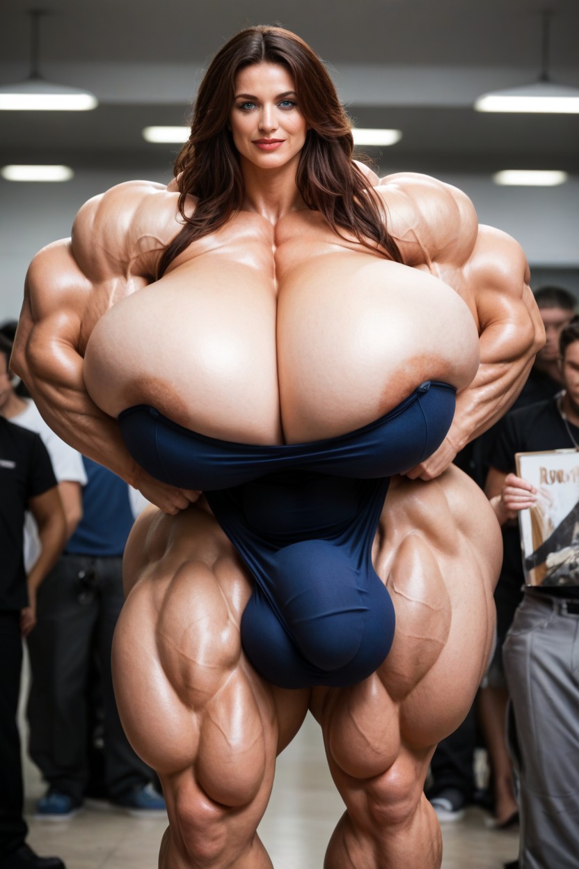 Muscular Female, Many People Around, Muscular Woman ニューハーフAIポルノ