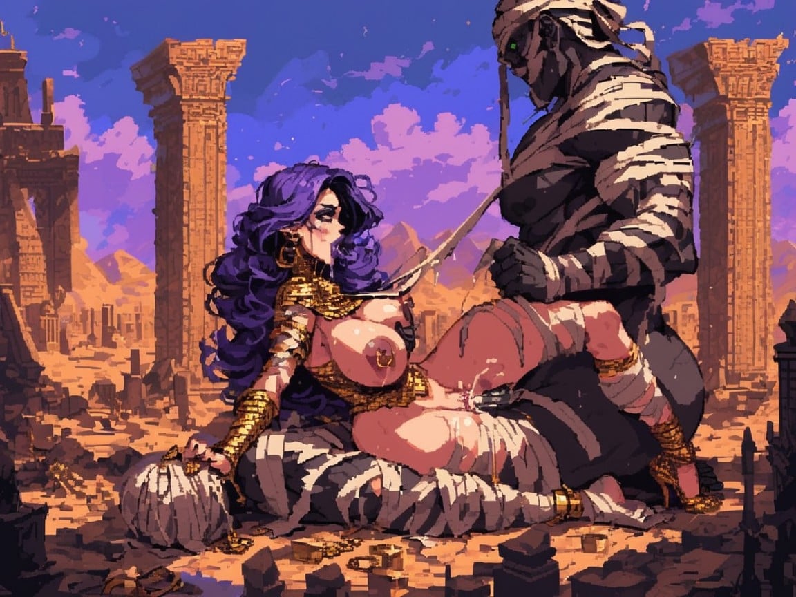 Chest Up, Doggystyle, Purple Hair AI Porn