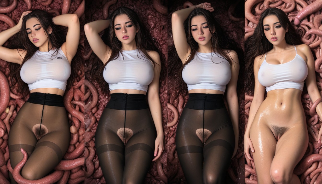 Used Condom, Dark Brown Hair, Beautiful Round Blue Eyes AI Porn