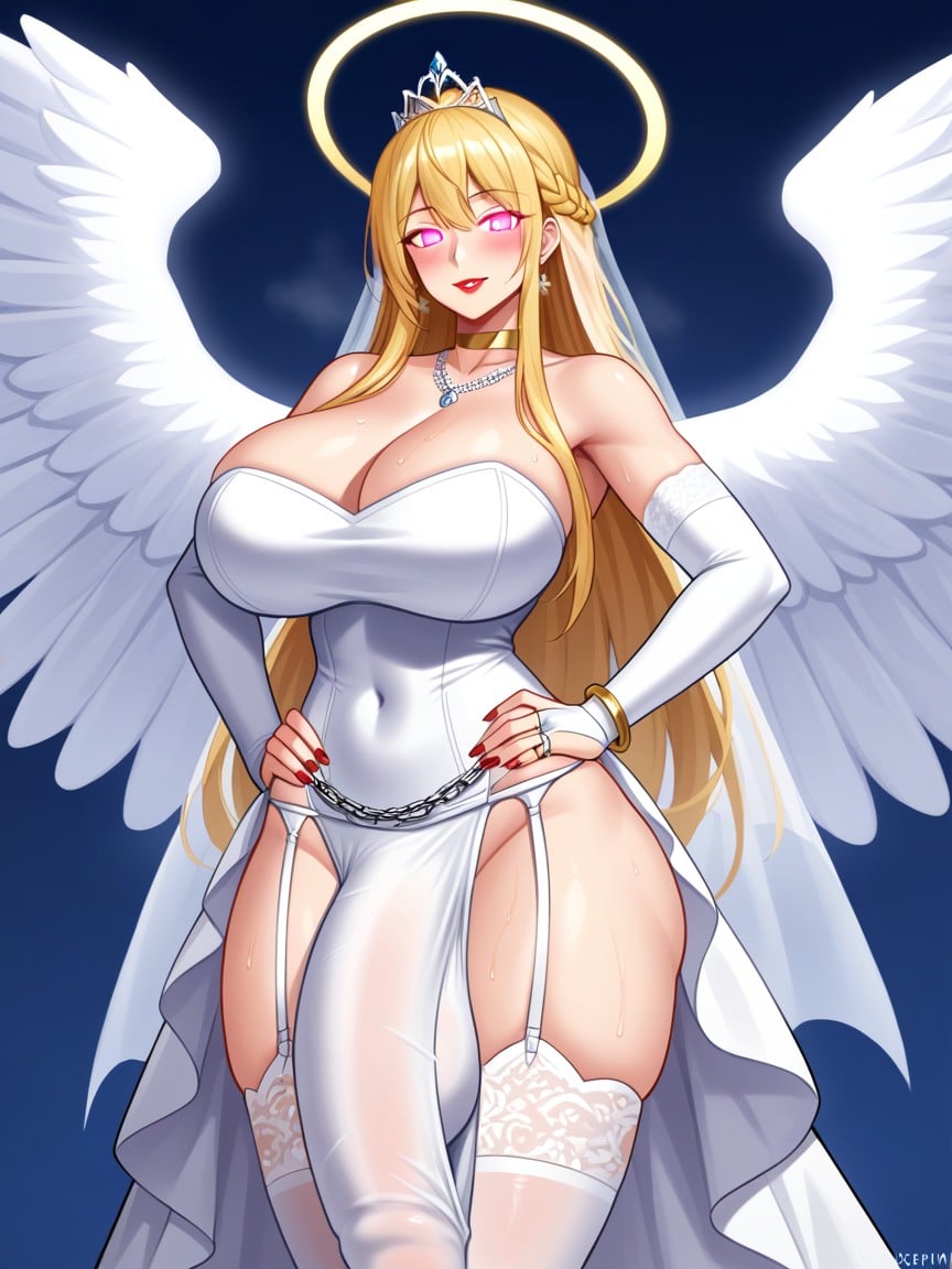 Red Lipstick, Penis Under Clothes, Angel Wings Shemale AI Porn