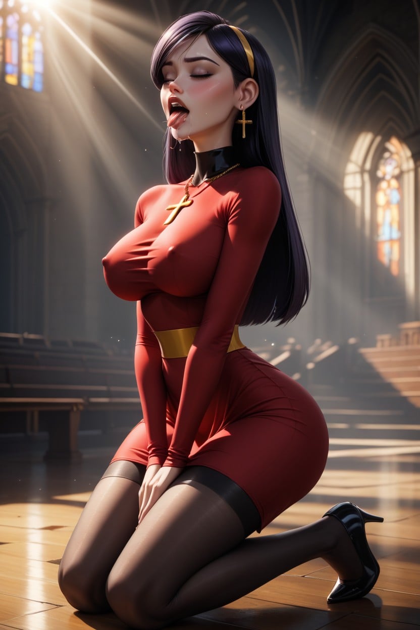 Drool, Huge Bulging Boobs, Long Legs AI Porn