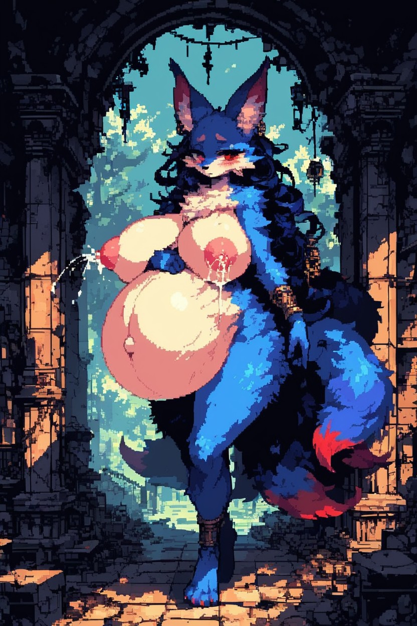 Light Blue Inner Fur, Rounded Ass, Innie Pussy Furry AI Porn