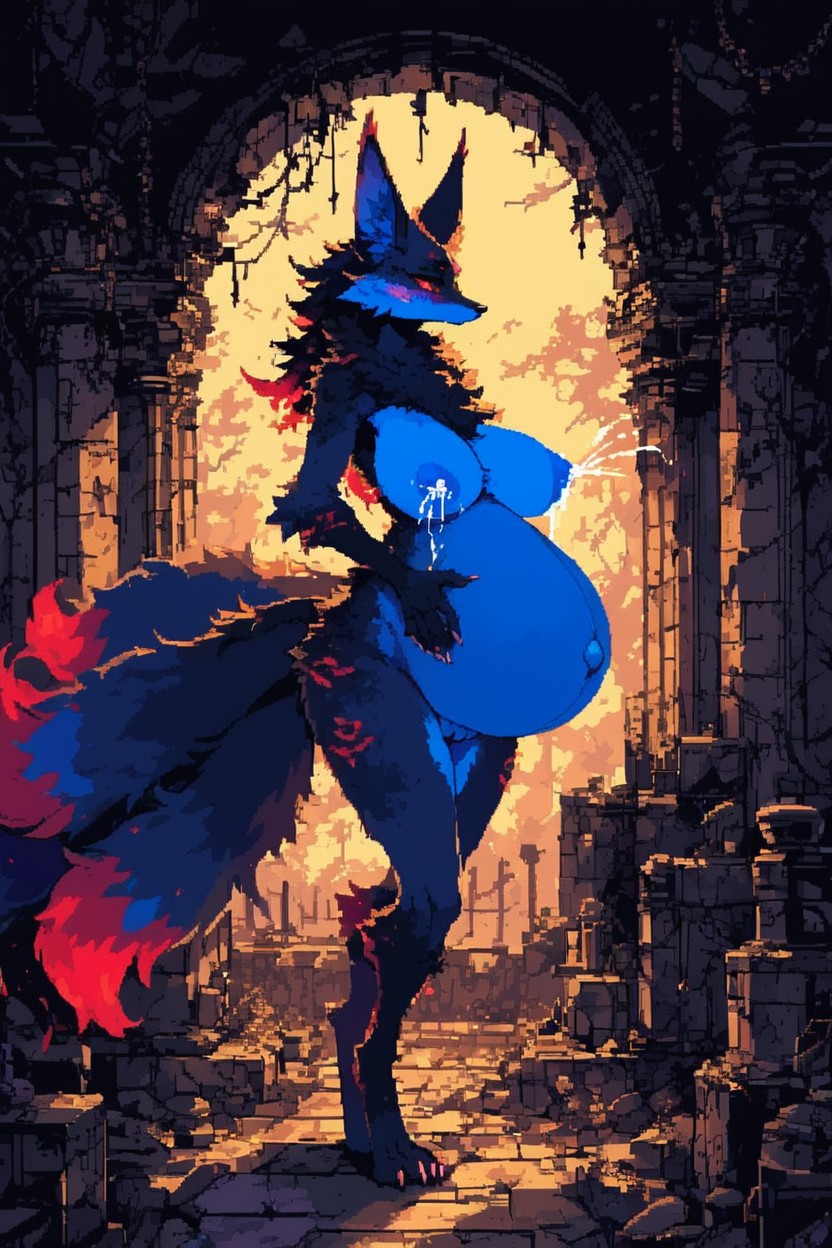 Fluffy Fur, Blush, Soft Lights Furry AI Porn