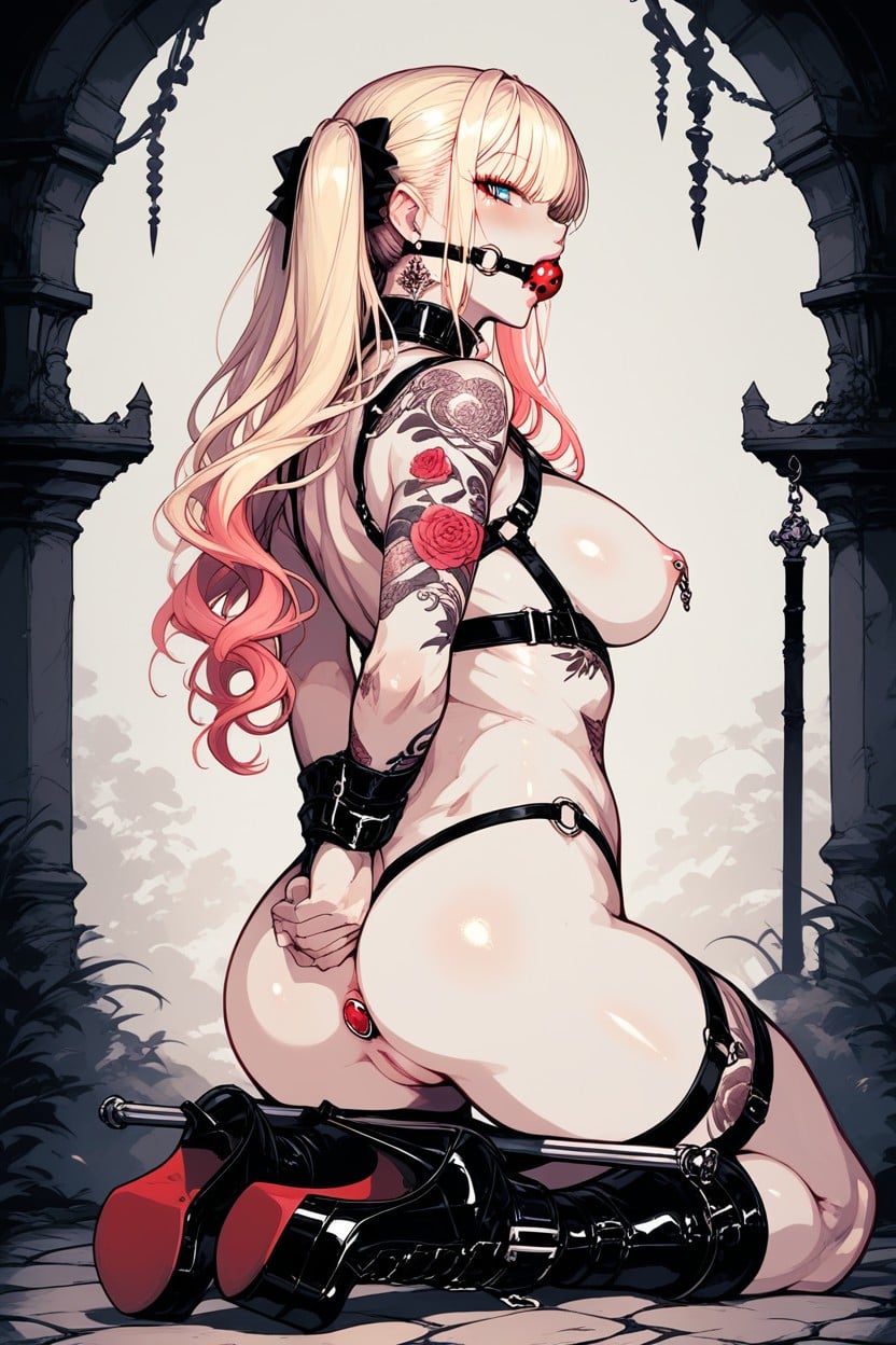 Ass Facing Camera, Wrist Cuffs, Pale Skin Hentai AI Porn