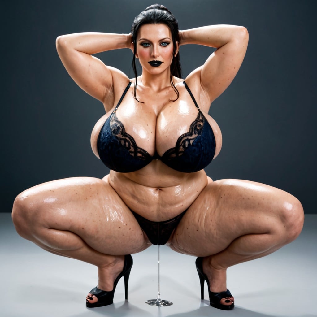 Thick And Defined Thighs, Side View, Black Lipstick MILF AI Porn