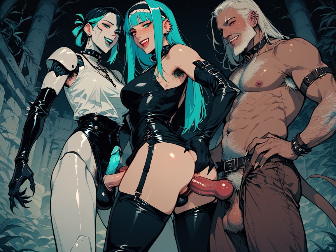 Multi Colored Hair, Elbow Pads, Fantasy Dress Hentai AI Porn