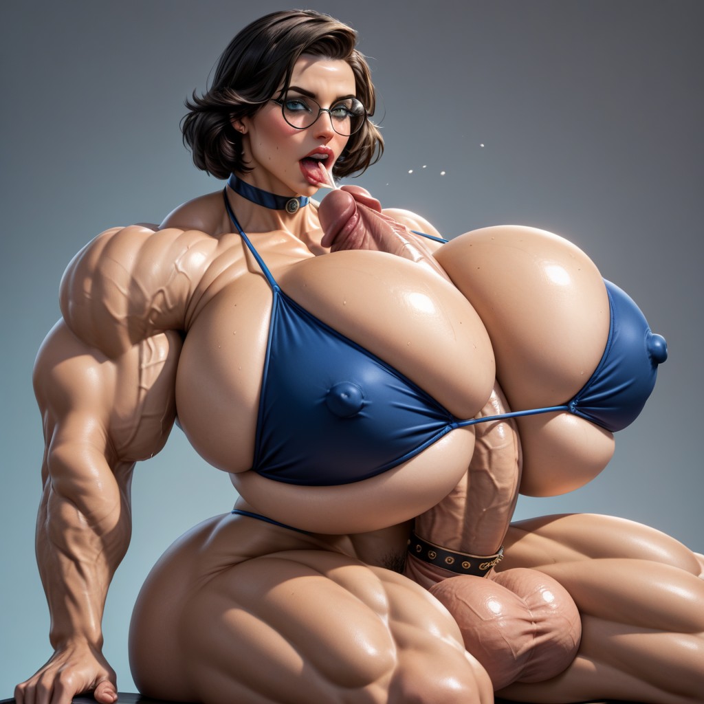 Her Cock Deep Inside Her Own Mouth, Full Lips, Highly Detailed Travesti IA Pornô