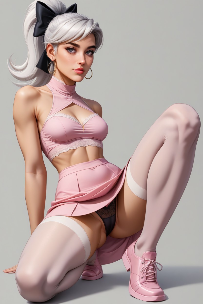Judy From The Jetsons, Stockings, Squatting With A Loose Shirt Barely Covering Her AI Porn