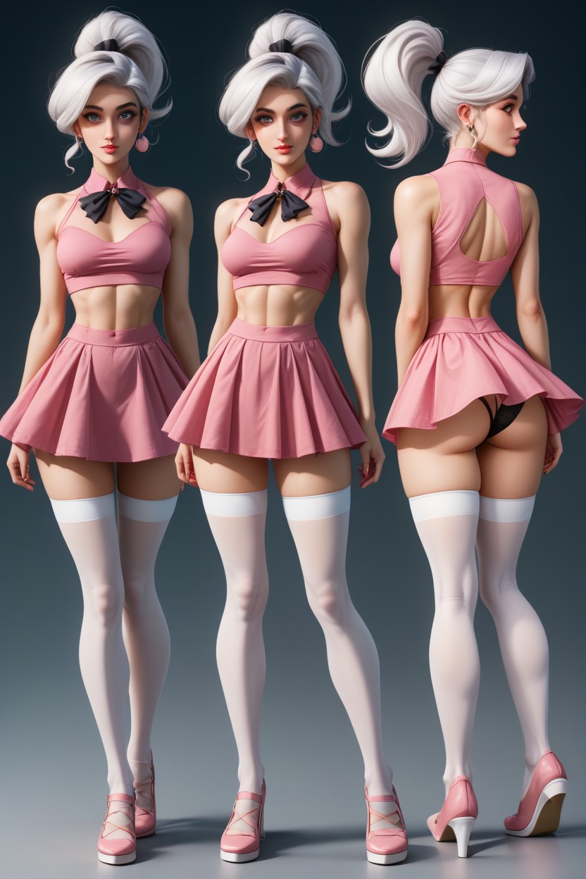Flared Skirt, Eyebrows, Sweet Face AI Porn