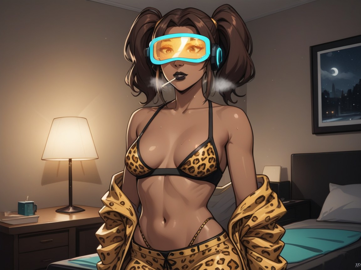 Modern Setting, High Breasts, Leopard Print Tank Top ラティーナAIエロ