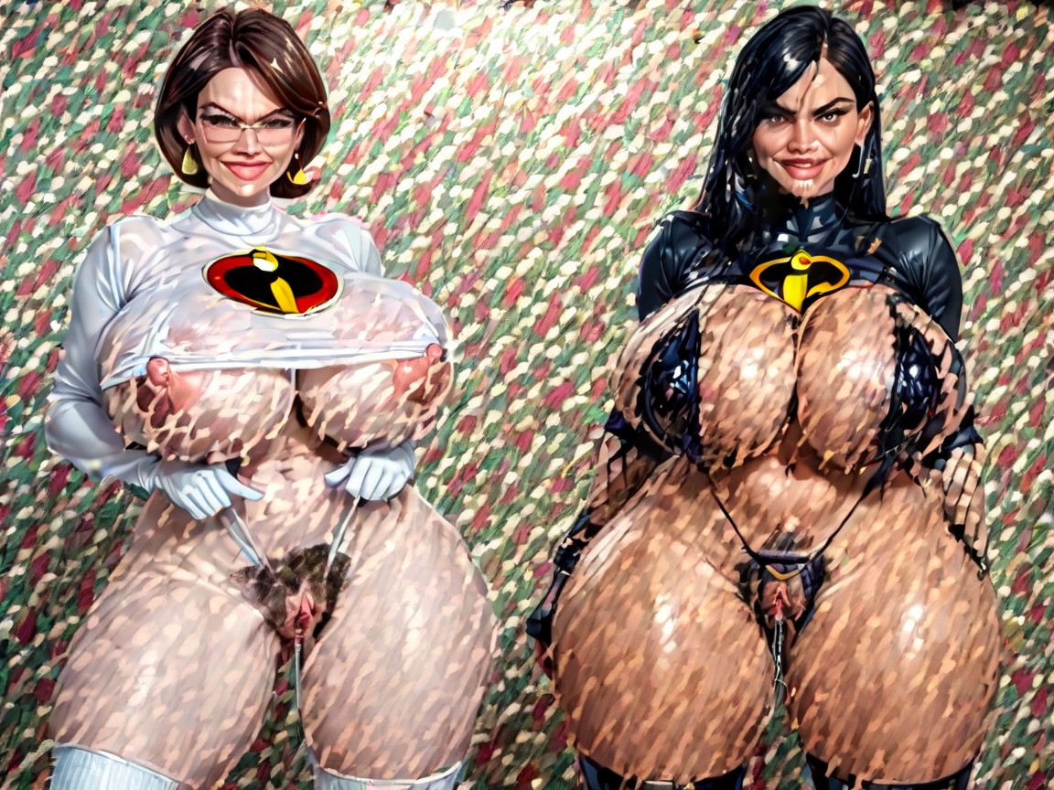 Hairy Asshole, Incredibles Superhero Latex Bikini, Spread Pussy AI Porn