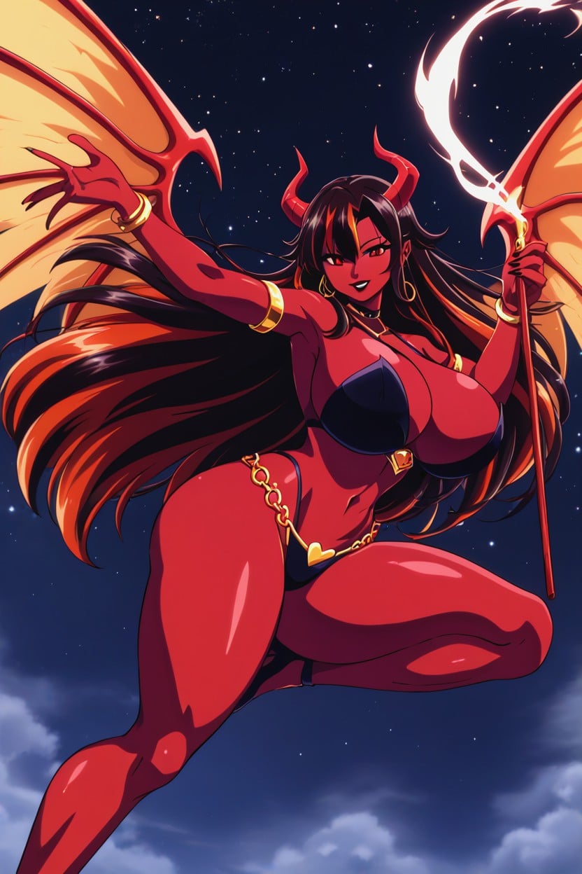 Huge Wings, Purple Thigh Highs, Fiery Wings AI Porn