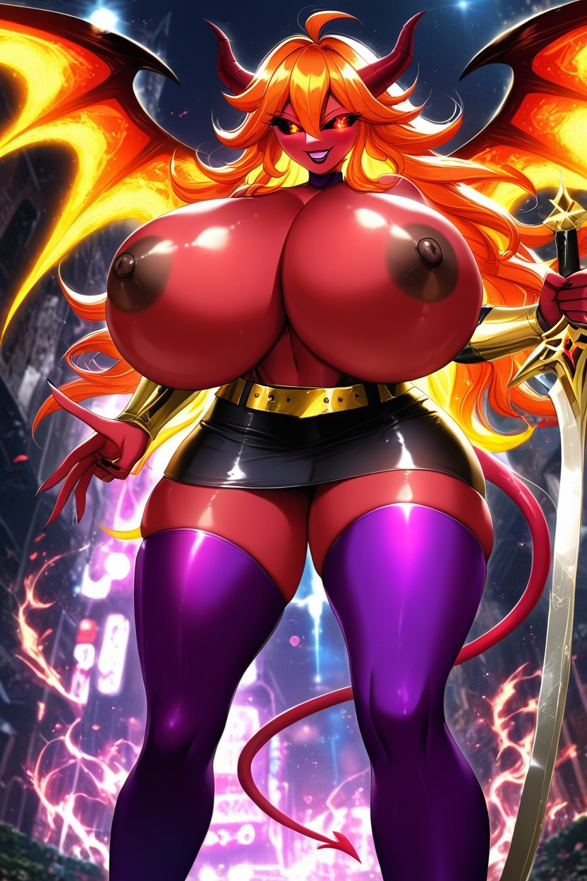 Fiery Eyes, Big Ass, Multi Colored Hair AI Porn