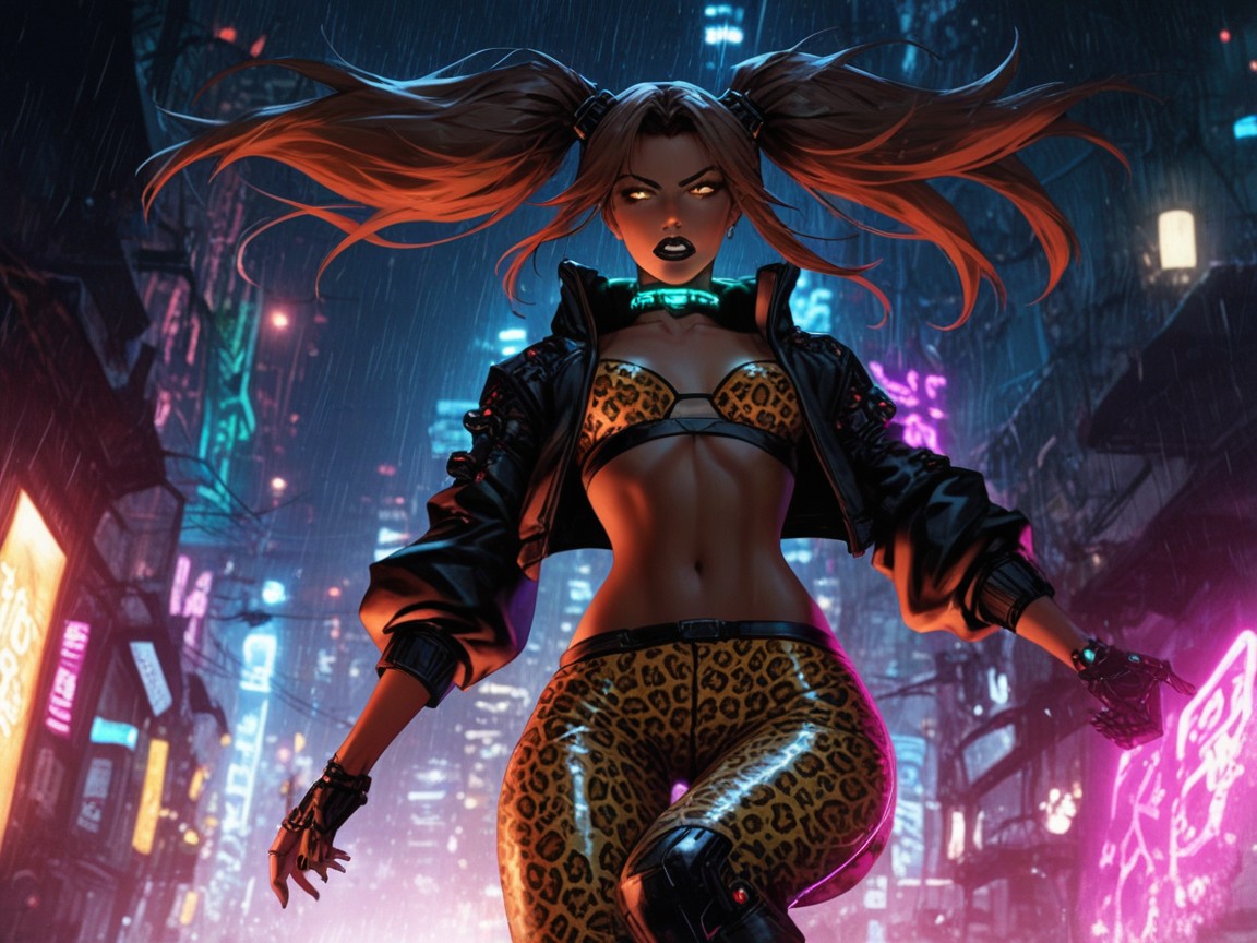 Low Torso Height, Peito Pequeno, Cidade Ciberpunk Porno IA latina